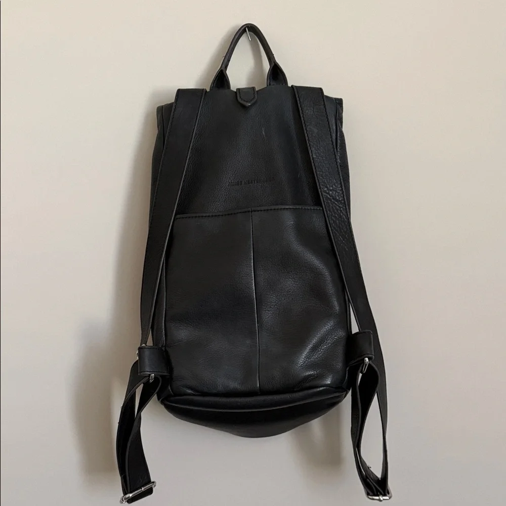 Aimee Kestenberg Black Pebbled Leather Backpack with Silver Hardware